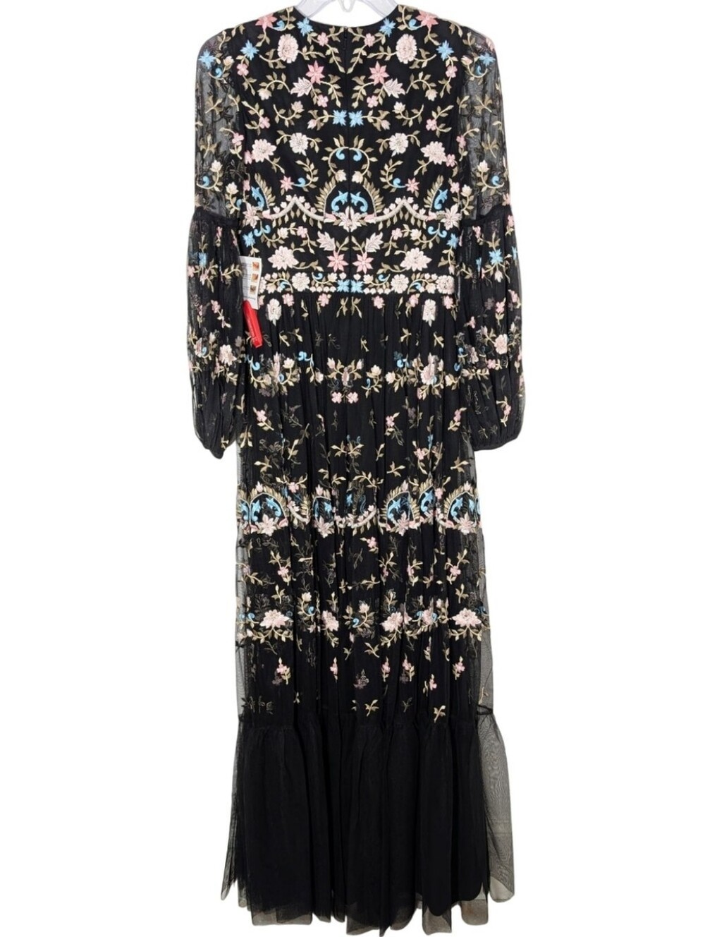 Mac Duggal 35111 Black Multicolor Tulle Floral Embroidered Maxi Dress Gown 4 NWT - Picture 9 of 16